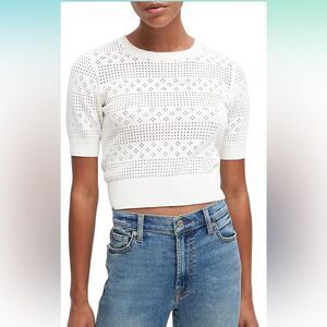 7 For All Mankind Pointelle Crewneck Top Large
